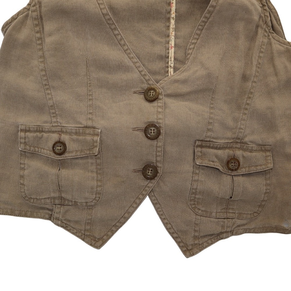 Motherhood Vest Women M Brown Button Front Utility Pocket Cottagecore - Picture 2 of 4
